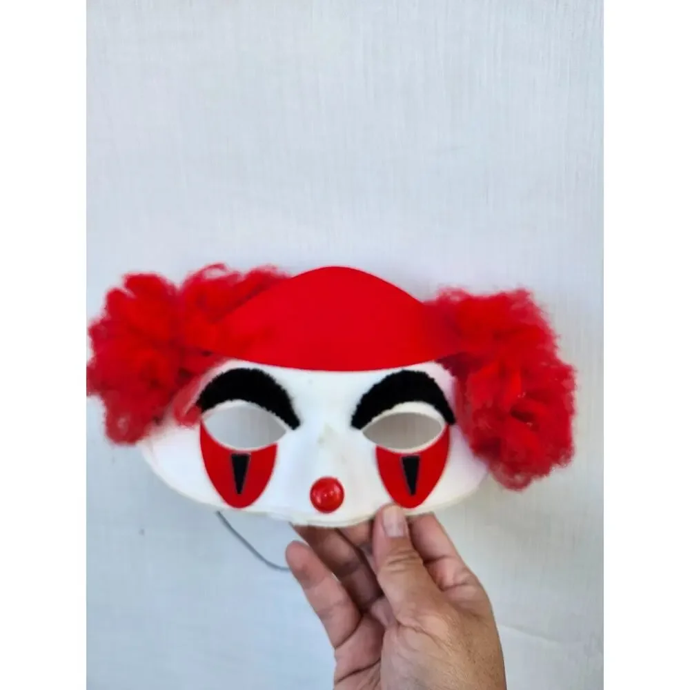 Vtg Masquerade‎ Eye Mask Black Cat Whiskers and Clown Pretend Costume 2 Pcs